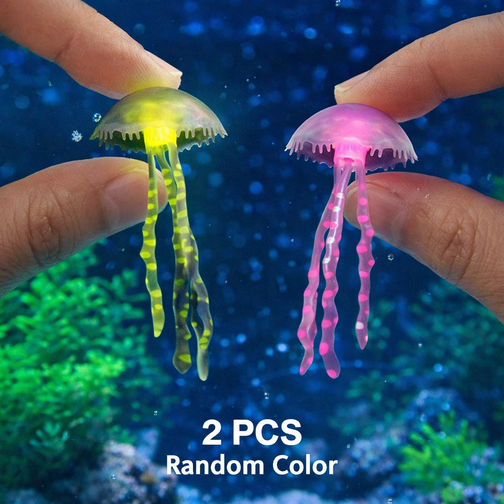 Aquarium Fish Games - 2 Méduse artificielles lumineuses flottantes, couleur