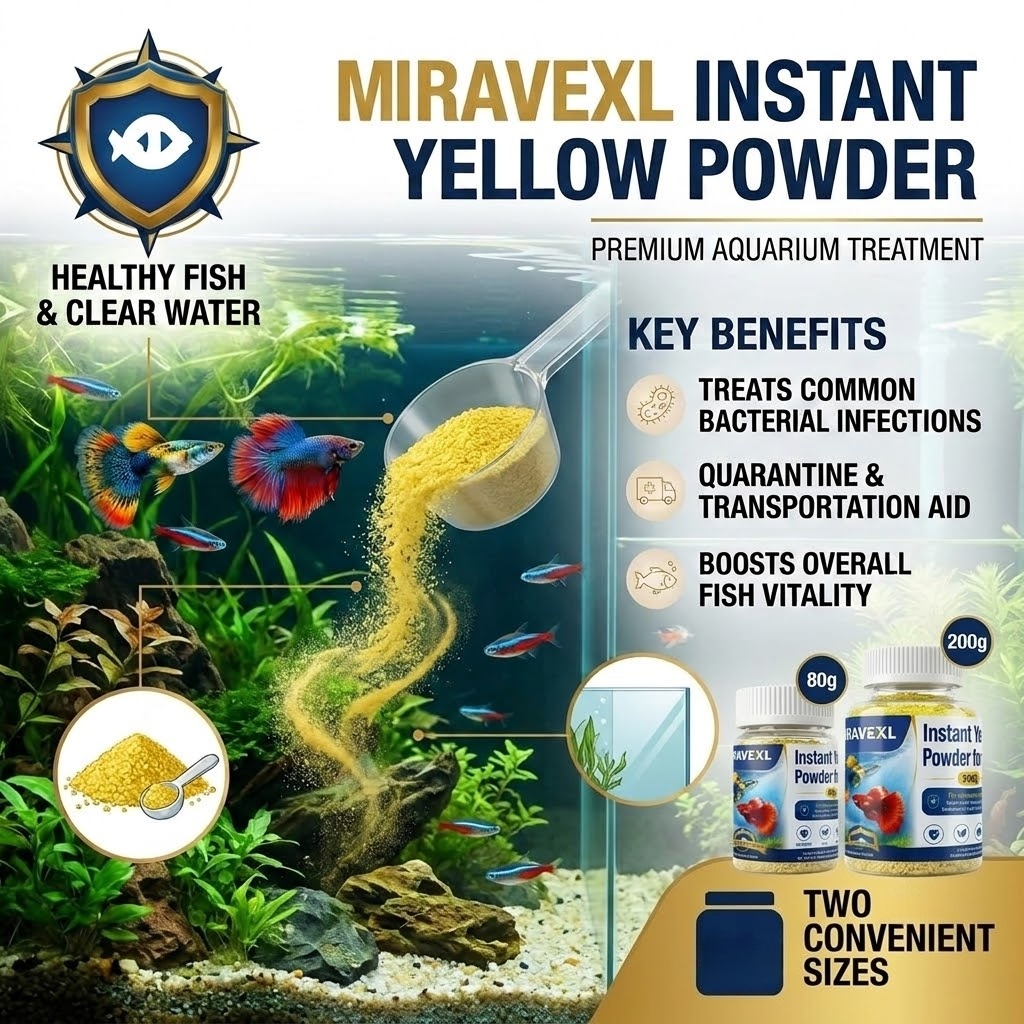 Aquarium Fish Medicine - MIRAVEXL Poudre Jaune Instantanée pour Poissons