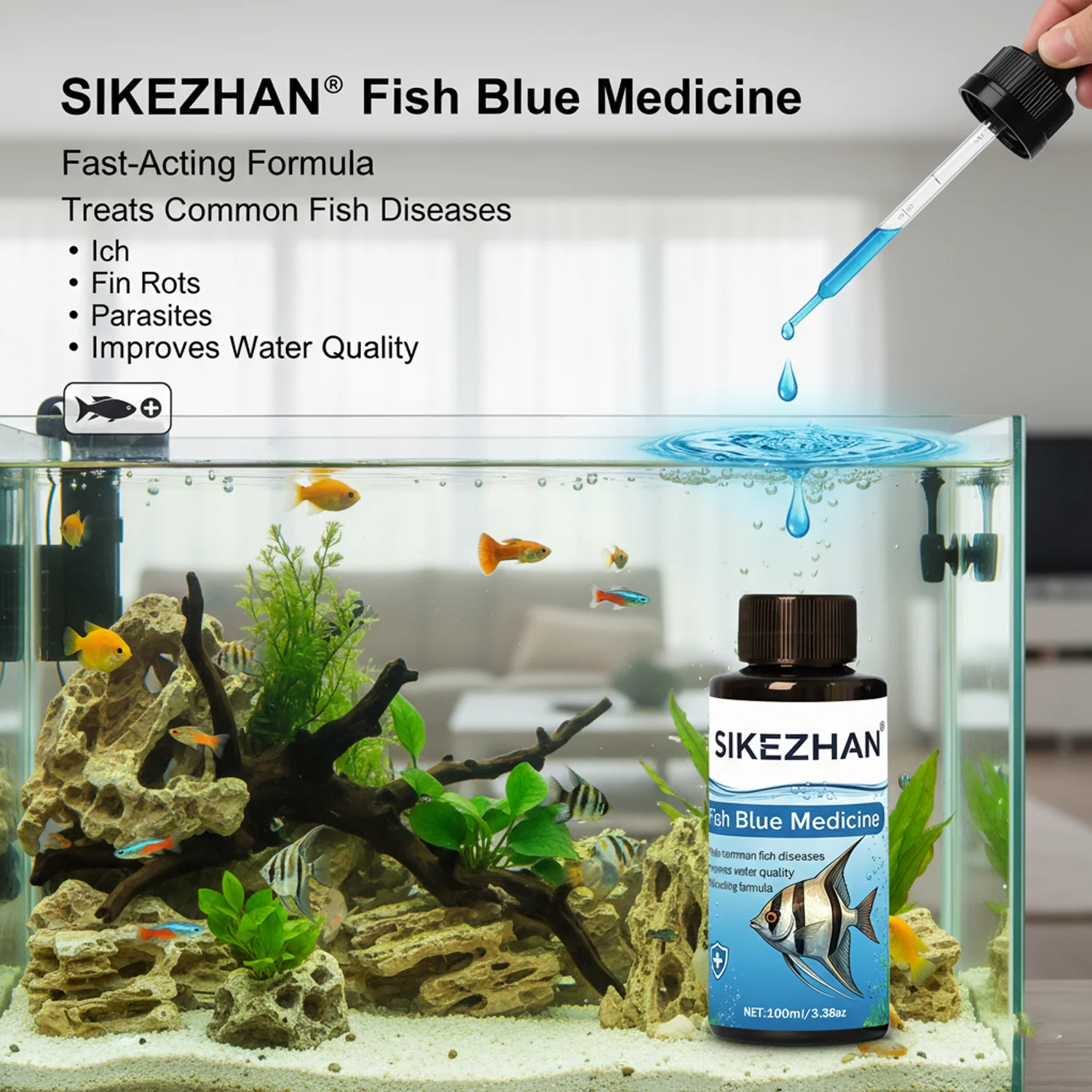 Solution bleue en méthylène de - Aquarium Fish Medicine avis et prix